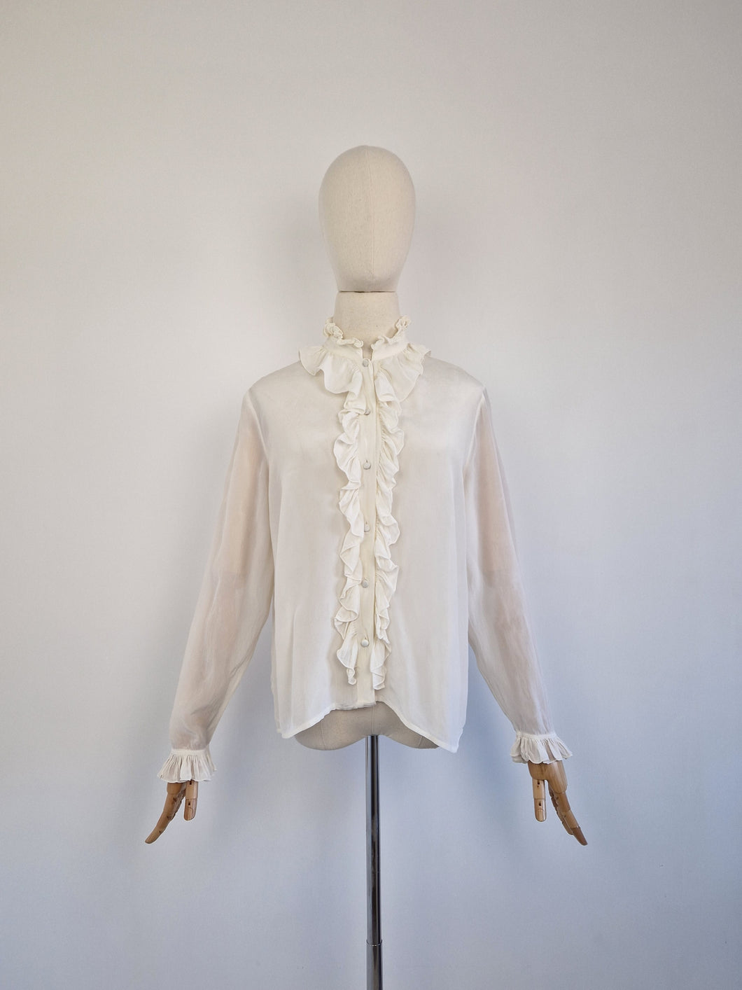 Vintage ruffle cream blouse