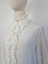 Load image into Gallery viewer, Vintage ruffle cream blouse
