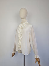 Load image into Gallery viewer, Vintage ruffle cream blouse
