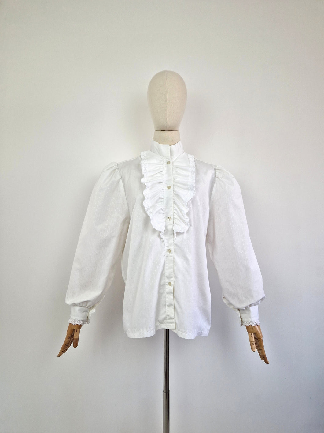 Vintage 80s white cotton blouse