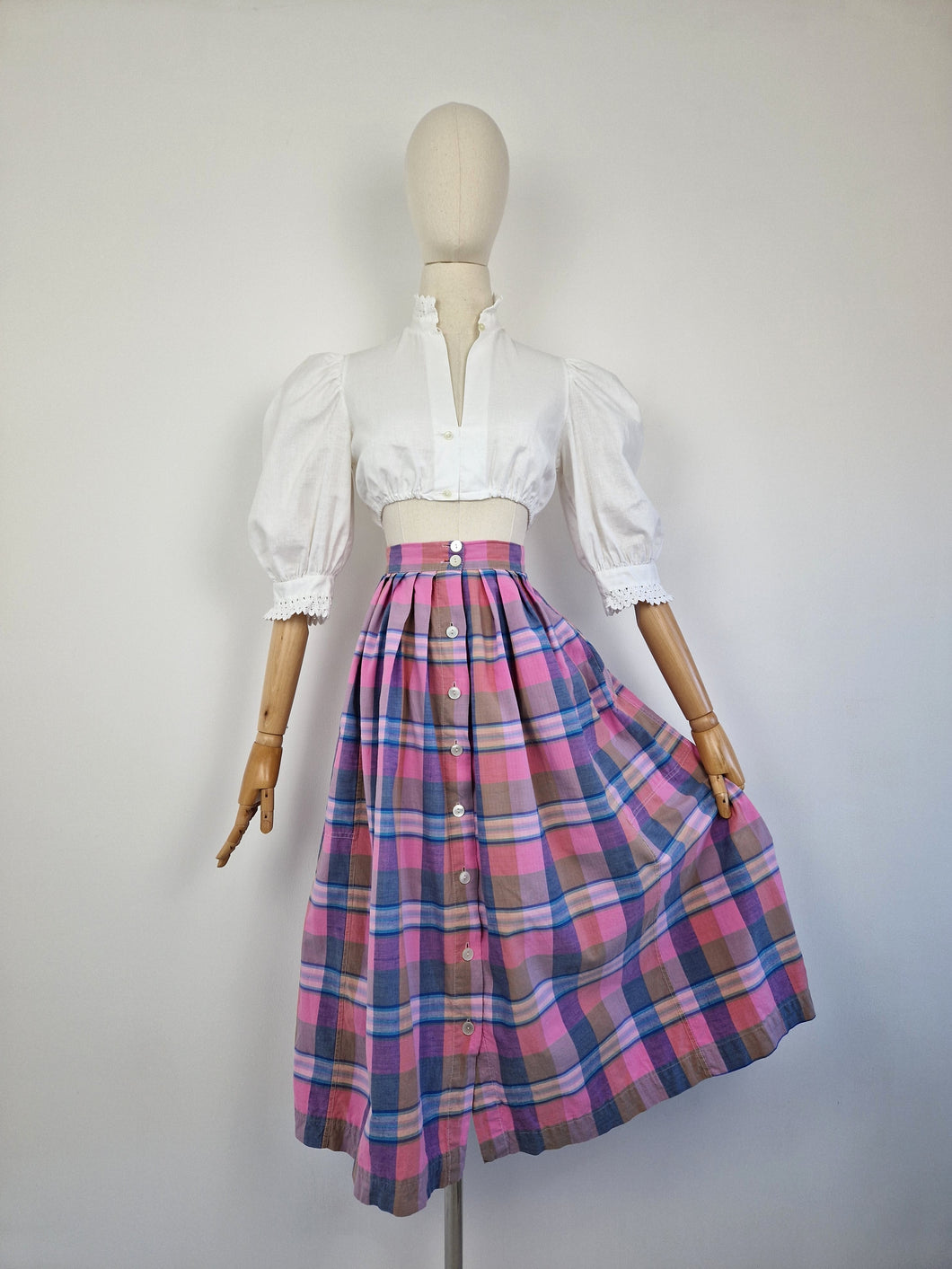 Vintage checked cotton skirt