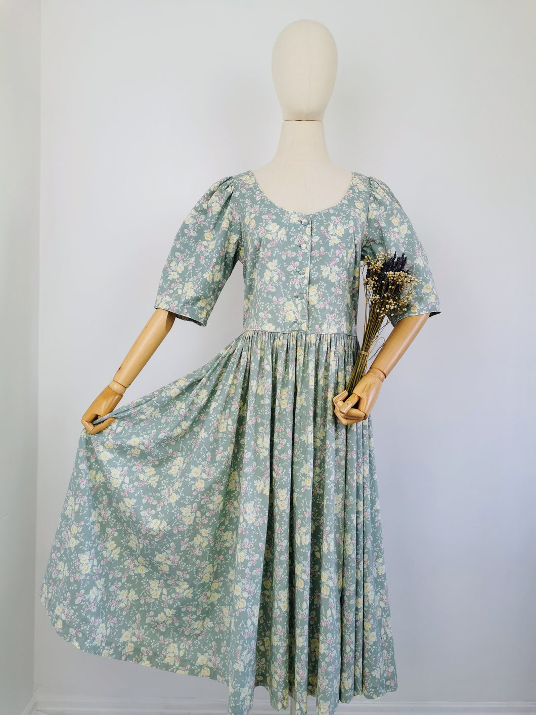 Vintage Laura Ashley sage dress
