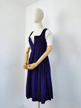Load image into Gallery viewer, Vintage 70s navy ditsy dress
