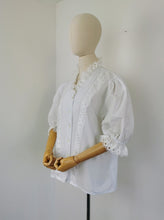 Load image into Gallery viewer, Vintage ruffle puff sleeve blouse
