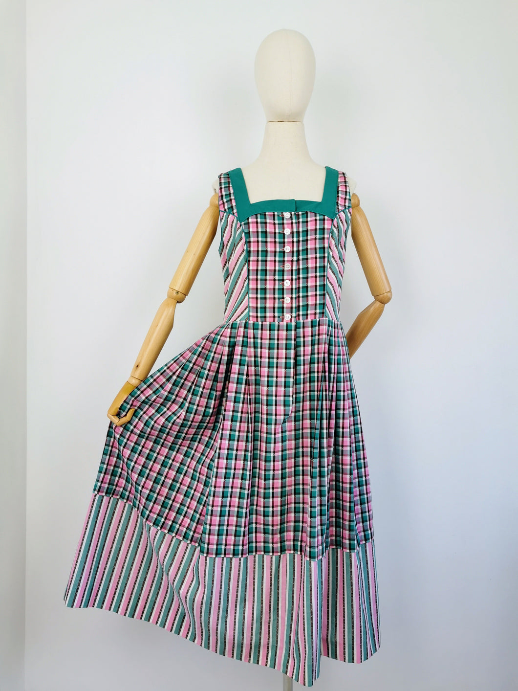 Vintage pastel checked dirndl dress