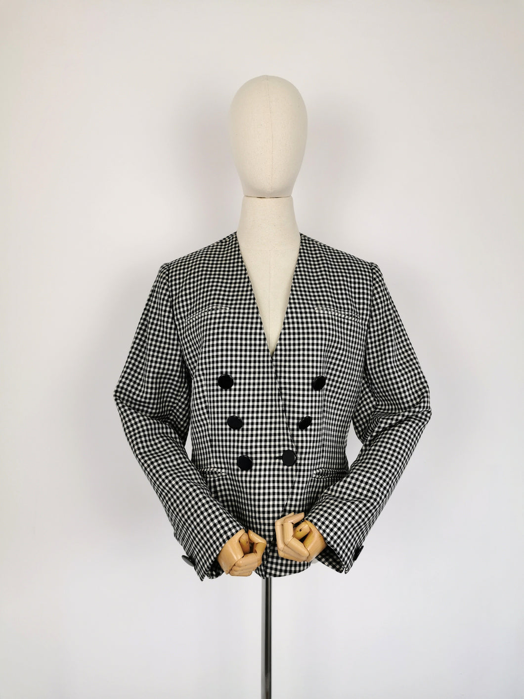 Vintage gingham wool blend blazer