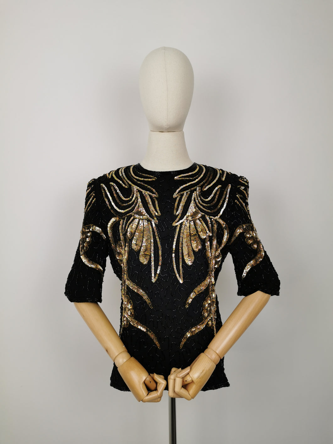 Vintage Frank Usher sequins silk blouse