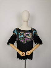 Load image into Gallery viewer, Vintage colourful sequins blouse
