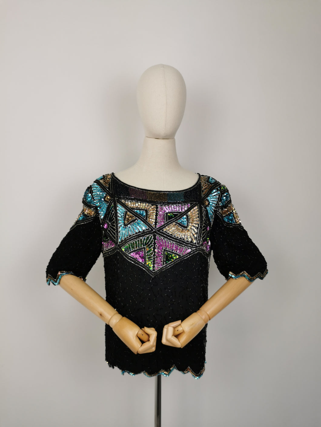 Vintage colourful sequins blouse