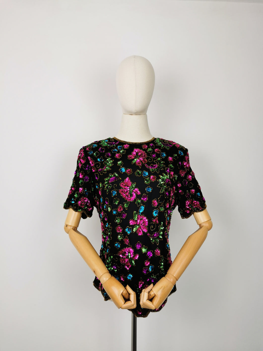 Vintage rainbow sequins blouse