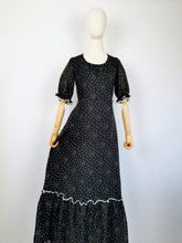 Load image into Gallery viewer, Vintage 70s black polka dot dress
