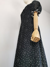 Load image into Gallery viewer, Vintage 70s black polka dot dress

