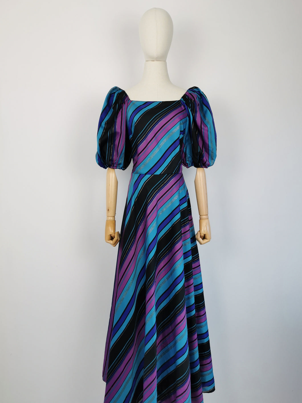 Vintage 80s striped taffeta dress