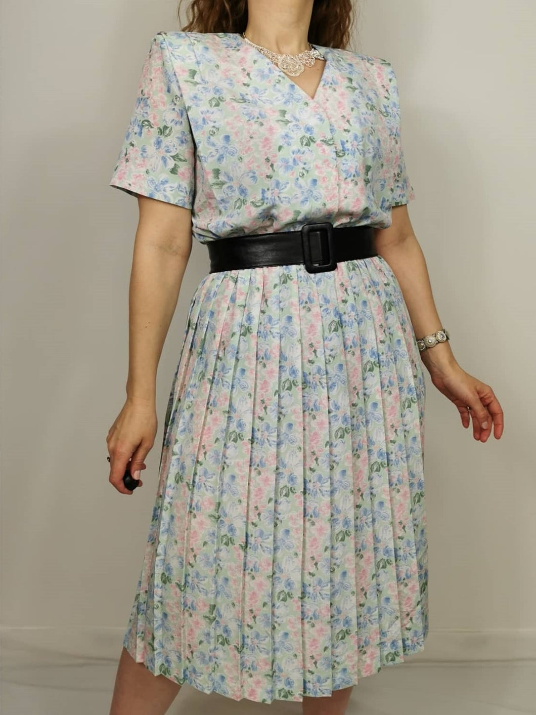 Vintage 80s pastel floral dress