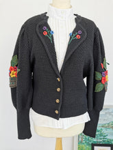 Load image into Gallery viewer, Vintage Austrian puff sleeves cardigan

