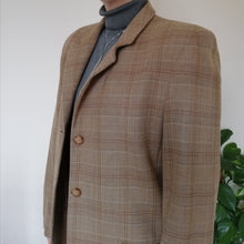 Load image into Gallery viewer, Vintage tan checked wool blazer
