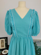 Load image into Gallery viewer, Vintage 70s mint polka dot prairie dress
