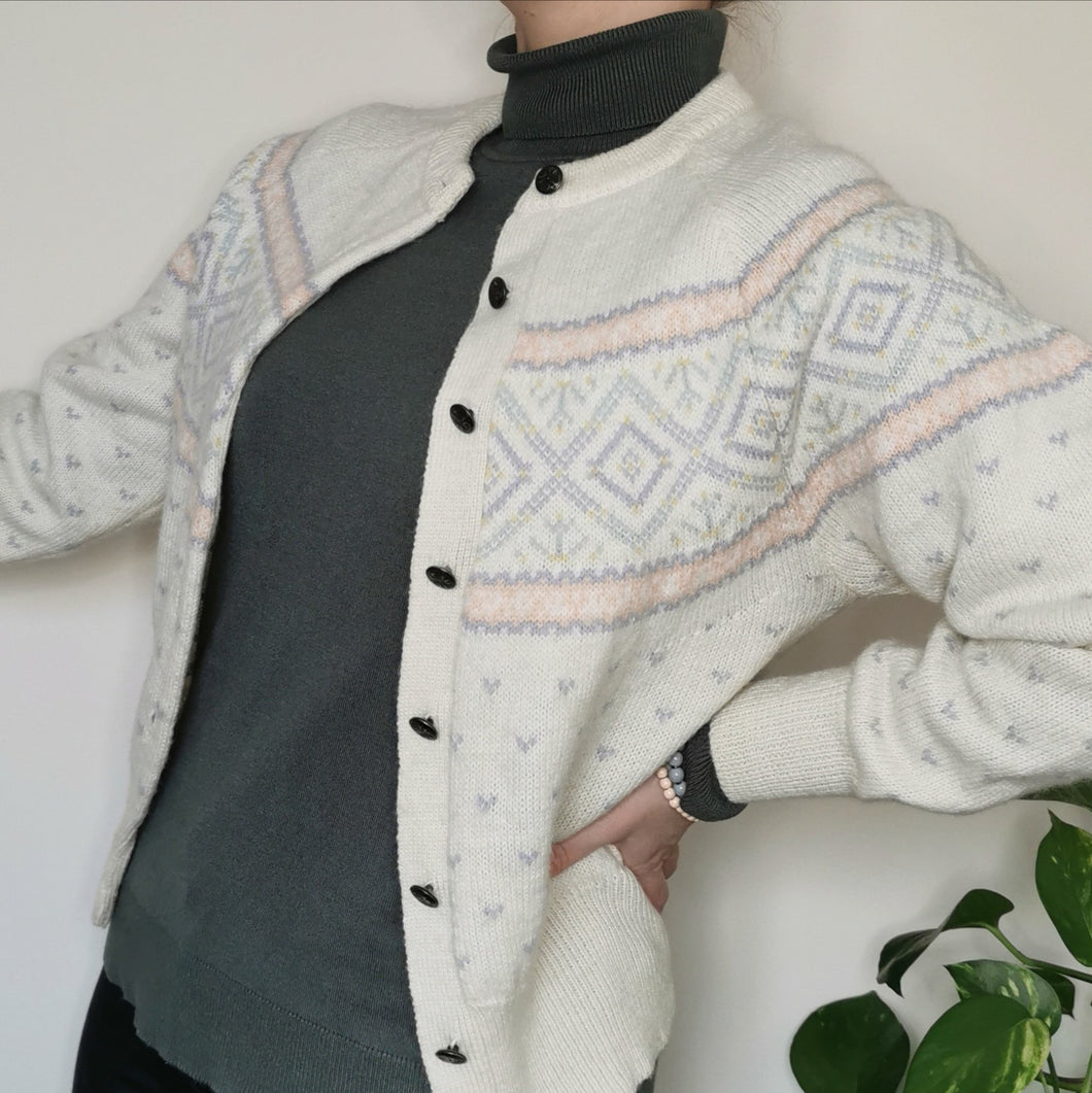 Vintage wool blend cream cardigan