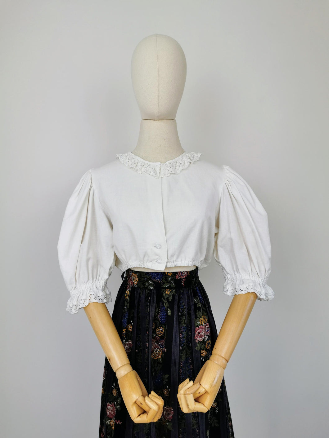 Vintage dirndl cotton and linen blouse