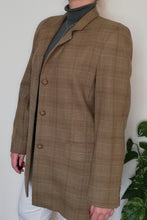 Load image into Gallery viewer, Vintage tan checked wool blazer
