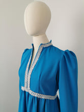 Load image into Gallery viewer, Vintage 70s blue handmade dress
