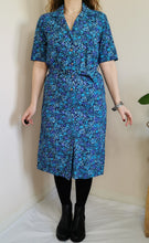 Load image into Gallery viewer, Vintage 90s blue floral dress
